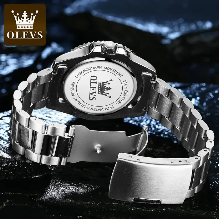 OLEVS montre pour hommes de luxe haut de gamme rotatif unidirectionnel anneau extérieur conception