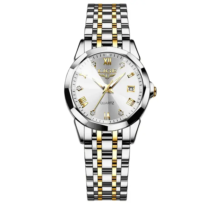 LIGE-Montre de Luxe Élégante pour Femme, en Acier Inoxydable, Étanche, à Quartz, pour Fille