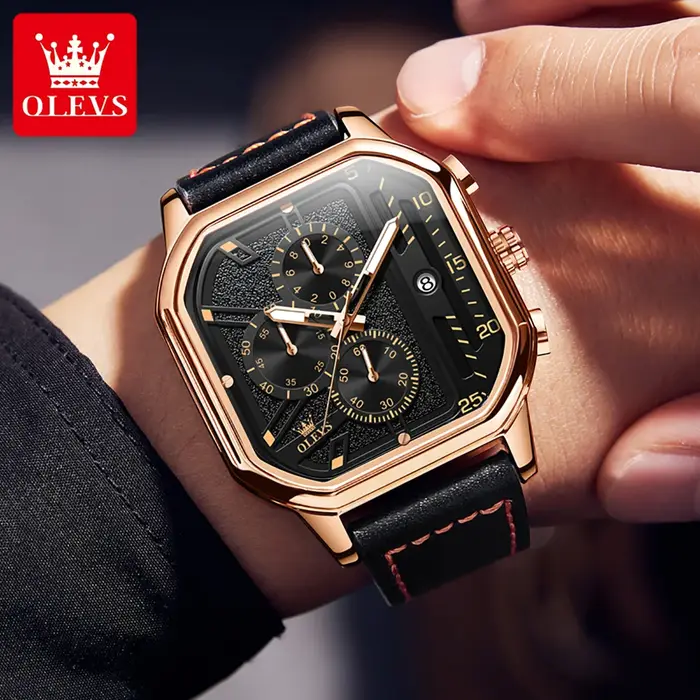 Montre-bracelet carrée étanche pour homme
