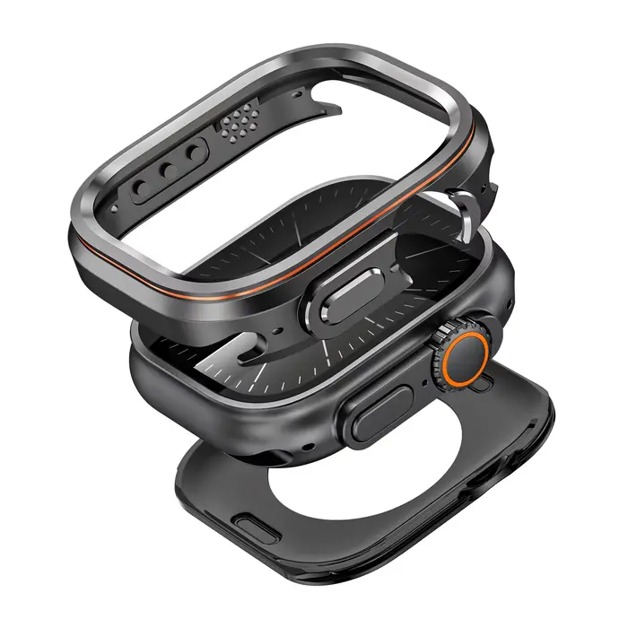 Étui de protection style Halo pour Apple Watch Ultra 3 2 1 49 mm, coque en alliage, pare-chocs rigid