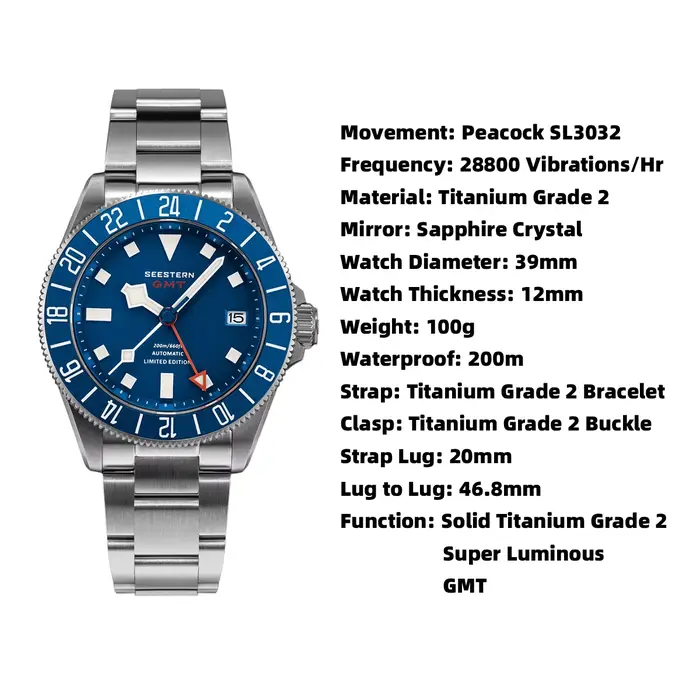 SEESTERN – montre de plongée en titane pour hommes