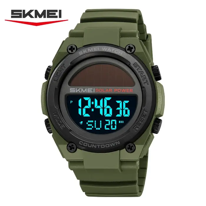 SKMEI 2712 Nouvelle Montre Digitale Sportive Électronique Solaire Étanche Chronographe Militaire Rétro pour Homme