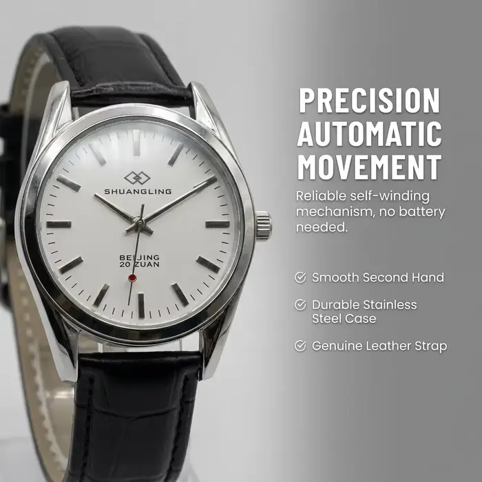 Montre-bracelet automatique vintage pour homme Shanghai Shuangling 20 rubis à remontage