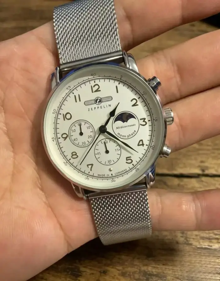 Montre Zeppelin New Moon Phase Airship pour homme, montre à quartz décontractée, bracelet rétro, montre de business, chronographe de précision