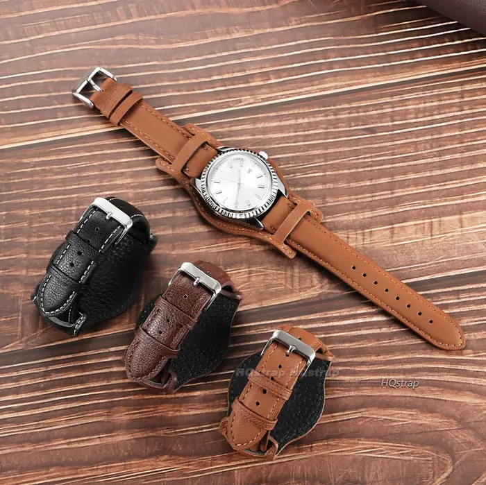 Bracelet de montre en cuir véritable 18mm 20mm 22mm avec tapis