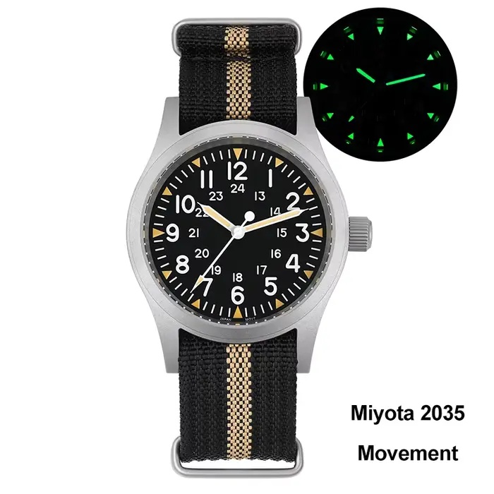 Militado ML05 38mm montre à Quartz mis5 2035/Ronda 515 mouvement montres bombé saphir cristal lumine