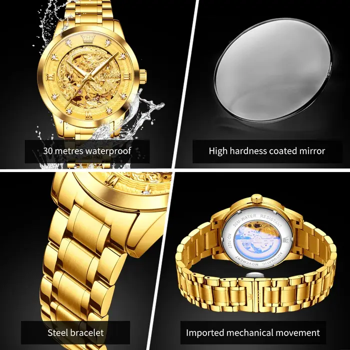 OLEVS-Montre existent pour Homme, Modules de Mouvement Mécanique, Importé CITIZEN, Seton Dragon, Haute Qualité, Étanche, Nouveau