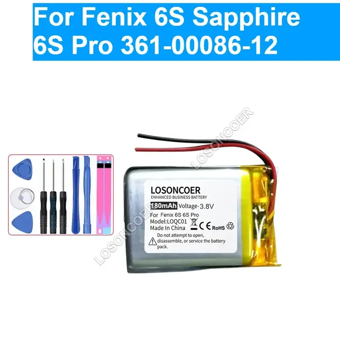 Batterie pour montre de sport Garmin Fenix 6 6S Sapphire 6X Pro Solar 361-00126-00 361-00086-11 361-00086-12