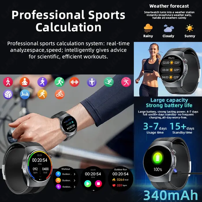 Montre connectée intelligente LIGE avec pompe à air
