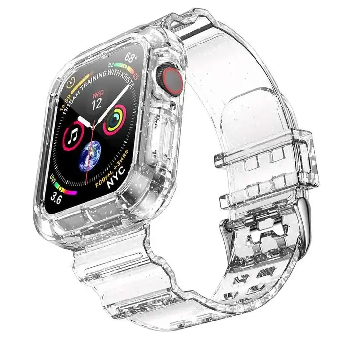 Pour Apple Watch couleur bonbon bracelet transparent + boîtier 11/10/8/7/6/5/4 49mm 46mm 42mm