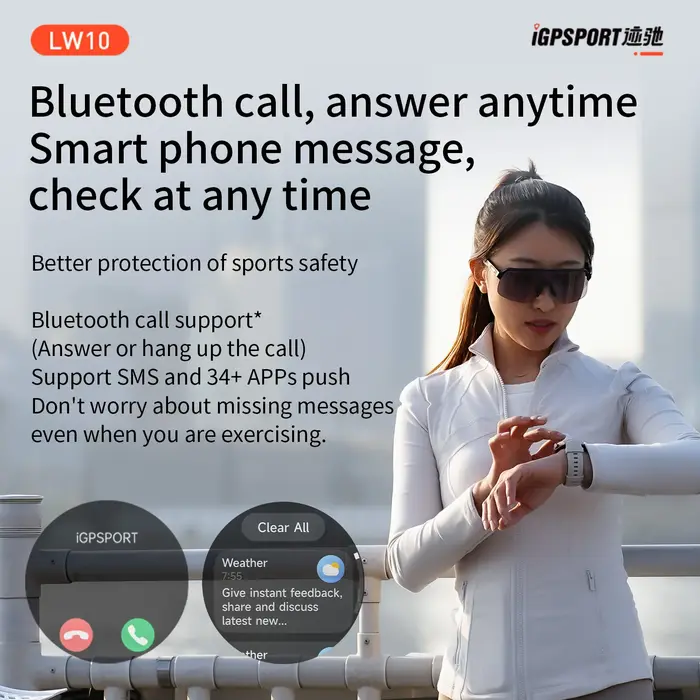 Montre connectée iGPSPORT LW10 1,43" AMOLED avec suivi GPS GNSS, plus de 50 modes sportifs, moniteur de fréquence cardiaque/SpO2, appels Bluetooth pour la course à pied, etc.