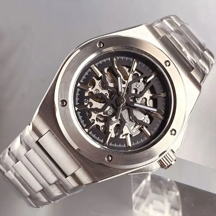 Tandorio noir blanc cadran squelette ingénieur Style montre mécanique pour hommes verre saphir 100m étanche NH70 montres automatiques