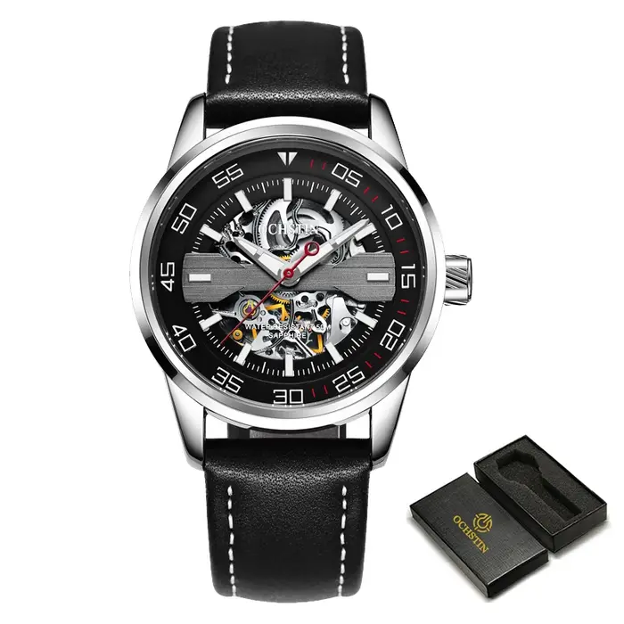 OCHSTIN-Montre mécanique automatique creuse pour homme, montre-bracelet étanche pour homme, horloge 