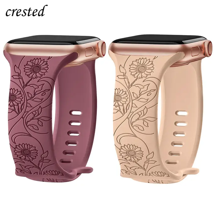 Bracelet gravé Floral pour Apple Watch 11 10