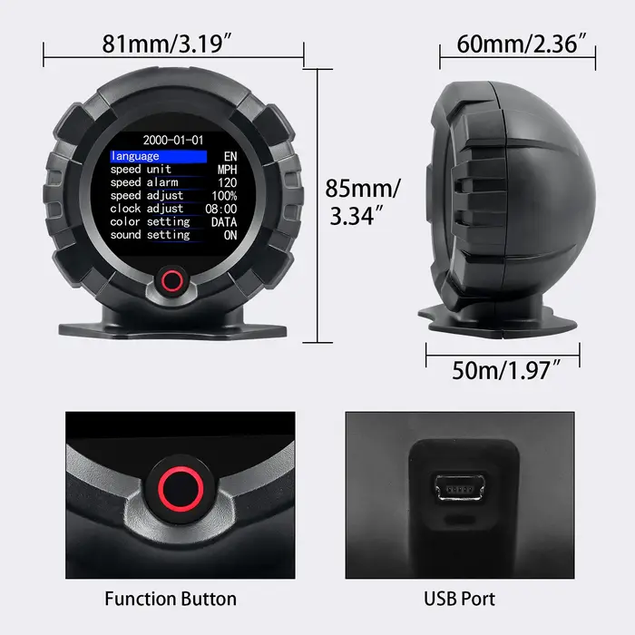X95 GPS affichage tête haute compteur de pente horizontale inclinomètre