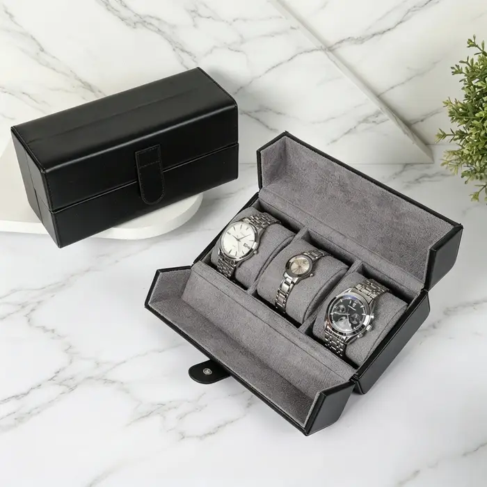 Boîte de rangement de montres de luxe pour hommes et femmes, 1/2/3 emplacements, double ouverture, présentoir carré, emballage cadeau, compatible avec les montres automatiques et à quartz