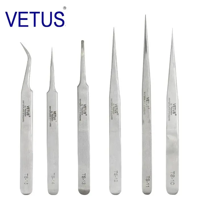 VETUS-Pince à épiler en acier inoxydable, série TS originale, anti-leges, montre, outil de réparatio