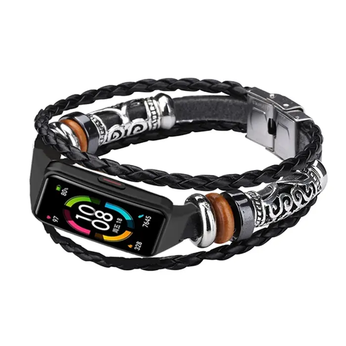 Pour Honor Band 6 Bracelet en cuir tressé