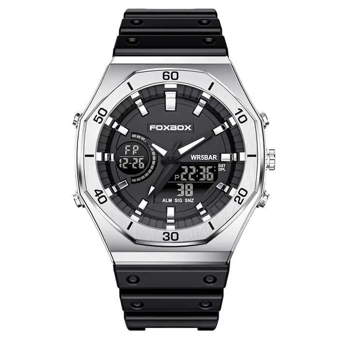 Montre militaire FOXBOX 0030 à double affichage numérique et quartz pour homme