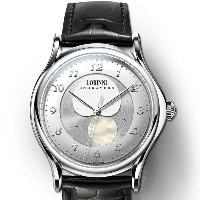 Montre mécanique pour homme Lobinni Top MIYOTA 821A, mouvement automatique, phase de lune, marque de
