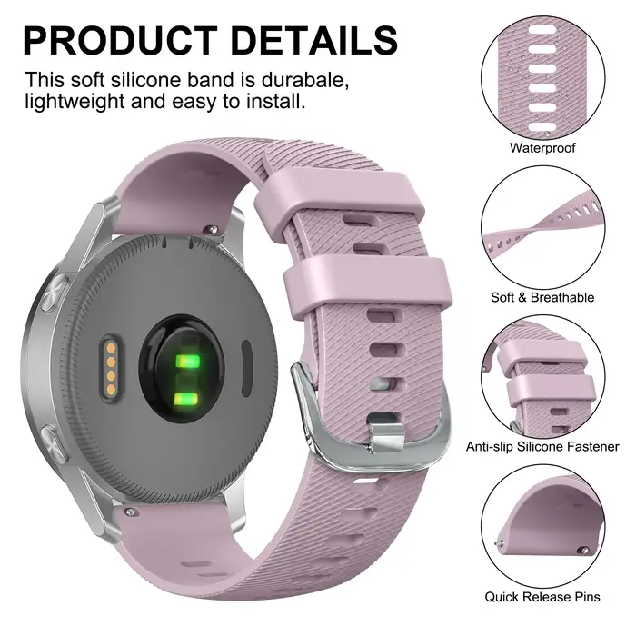 Bracelet 18/20/22mm pour Garmin Vivoactive 4 5 3 s/Venu 3 2s Sq 2 Plus/Forerunner 265 255S 645 245