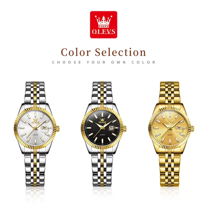 OLEVS 5593 femme montre en acier inoxydable étanche Auto Date élégante dames montre-bracelet de luxe Original