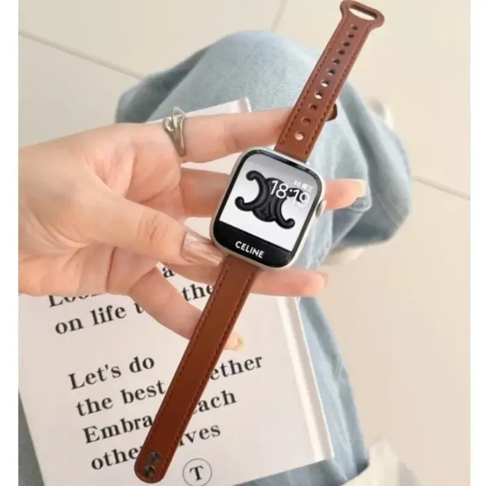 Bracelet en cuir Silm pour Apple Watch, 46mm 42mm 40mm 38mm 41mm 44mm 45mm 49mm, bracelet fin iWatch série 11 10 9 8 7 6 SE 5 4 Ultra3/2