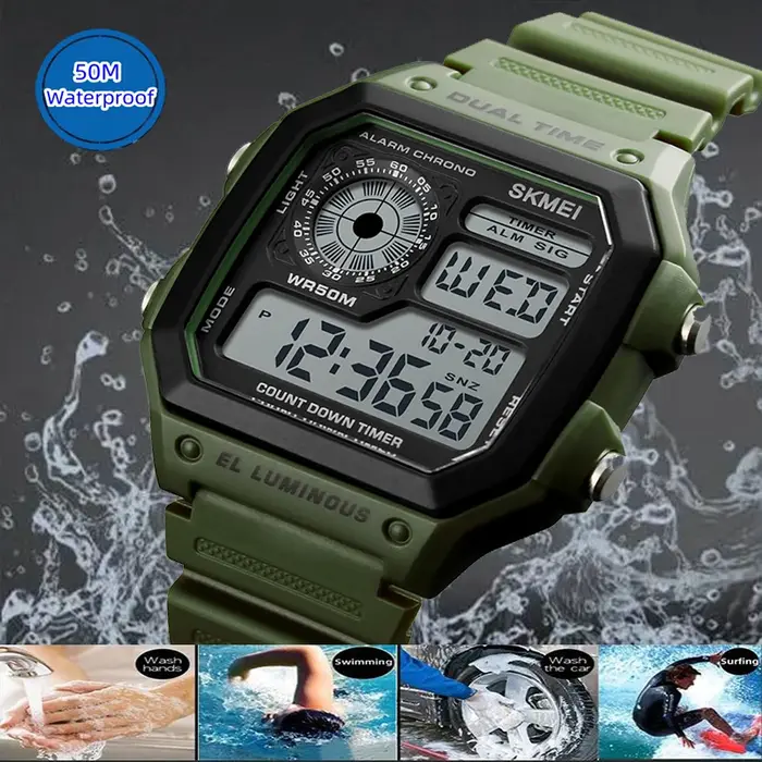 Montres-bracelets numériques étanches pour hommes
