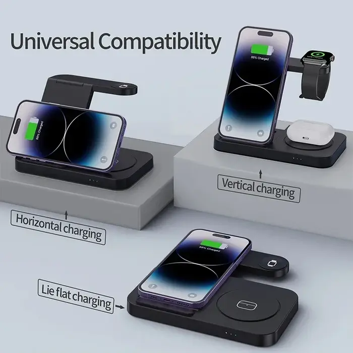 Support de chargeur de montre de téléphone intelligent sans fil 4 en 1