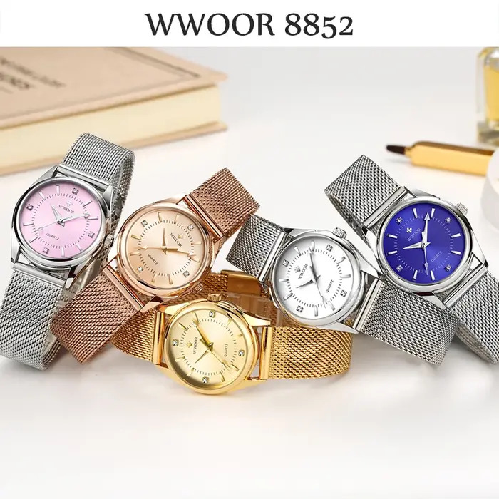Wwoor-Montre-bracelet en or pour femme