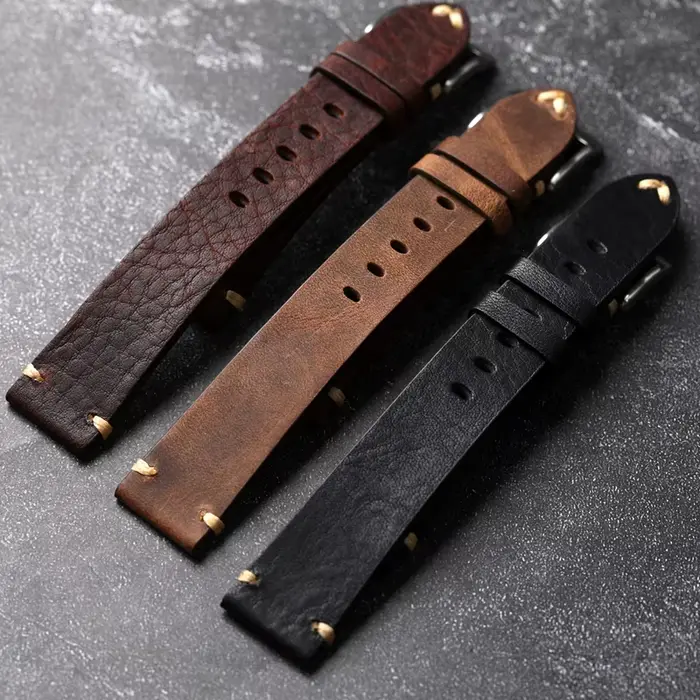 Bracelet de montre en cuir véritable fait à la main