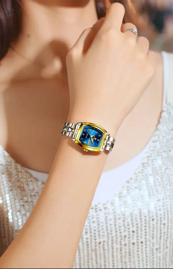 BINBOND 2 pièces Couple montres mode carré montre à Quartz pour amoureux étanche lumineux Date semaine hommes dames Valentine montre-bracelet