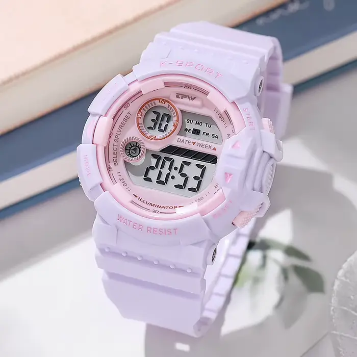 TPW montre numérique couleur bonbon pour adolescentes résistant à l'eau mode école étudiant montre-bracelet