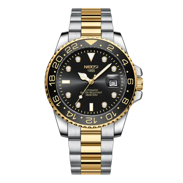 NIBOSI Top marque hommes montres de haute qualité de luxe GMT montre à Quartz Date automatique étanc
