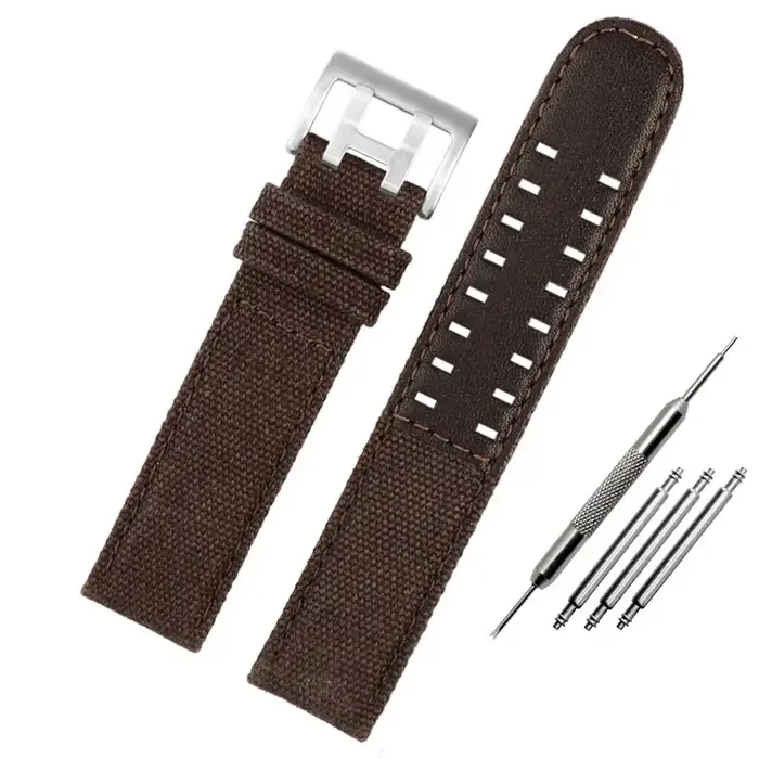 Bracelet de montre en cuir de toile 20mm 22mm pour Hamilton kaki/aviation/champ hommes sports de plein air