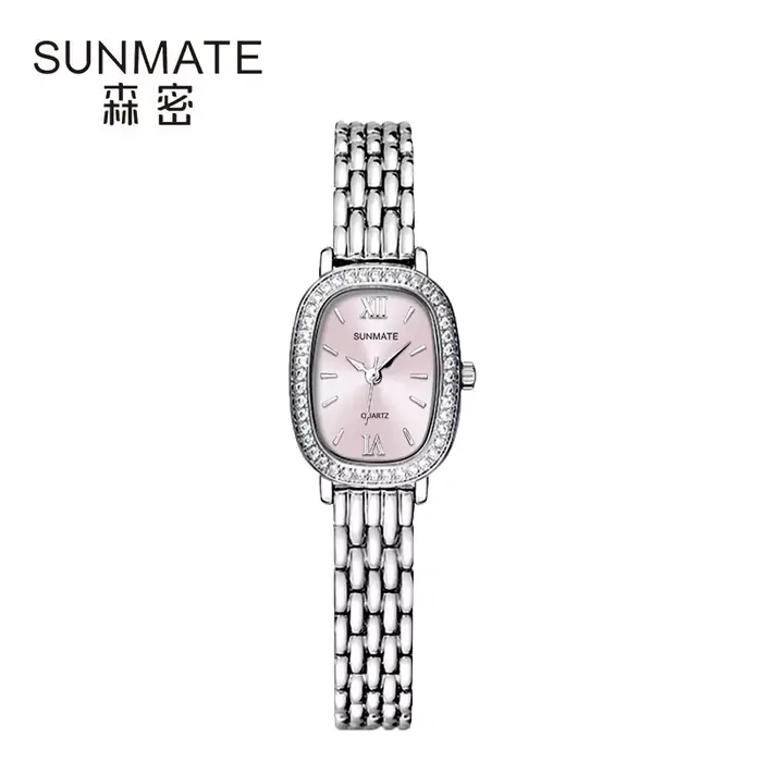 SUNMATE – montre à Quartz pour femme, luxueuse, à la mode, étanche, en acier inoxydable, avec aiguil