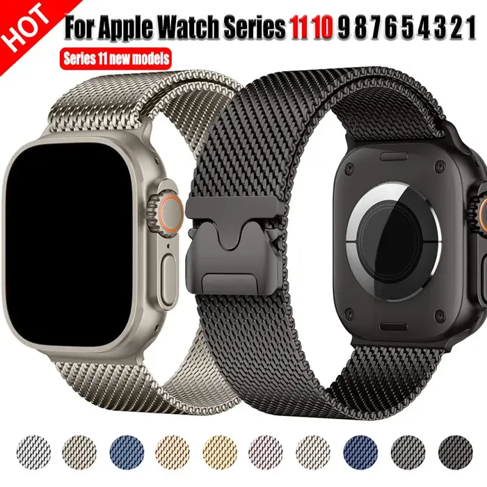 Bracelet à boucle milanaise pour Apple Watch 11 10 42mm 46mm