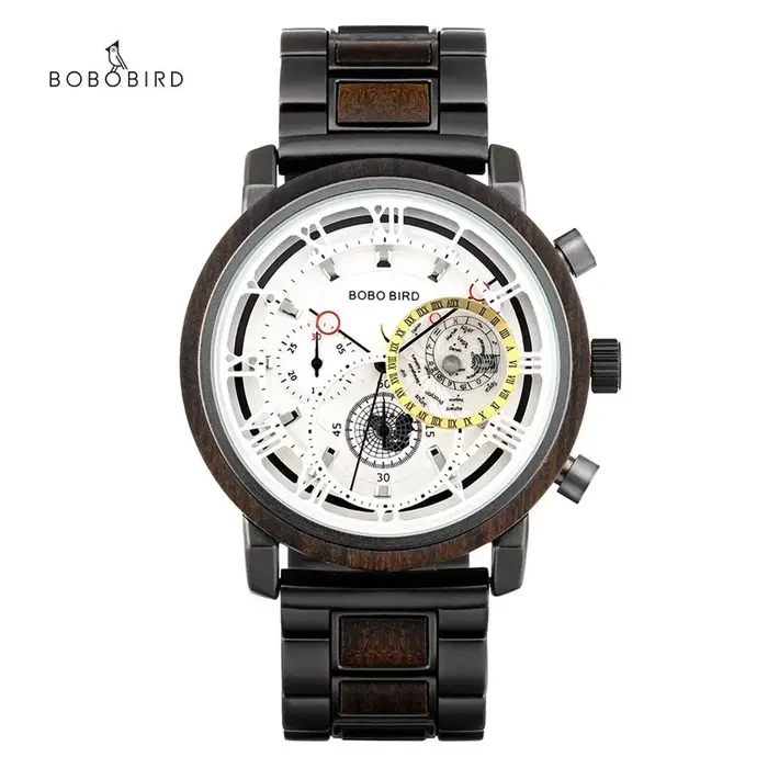 BOBO BIRD-Montre-bracelet militaire en bois pour homme, étanche, design creux, mouvement japonais, c