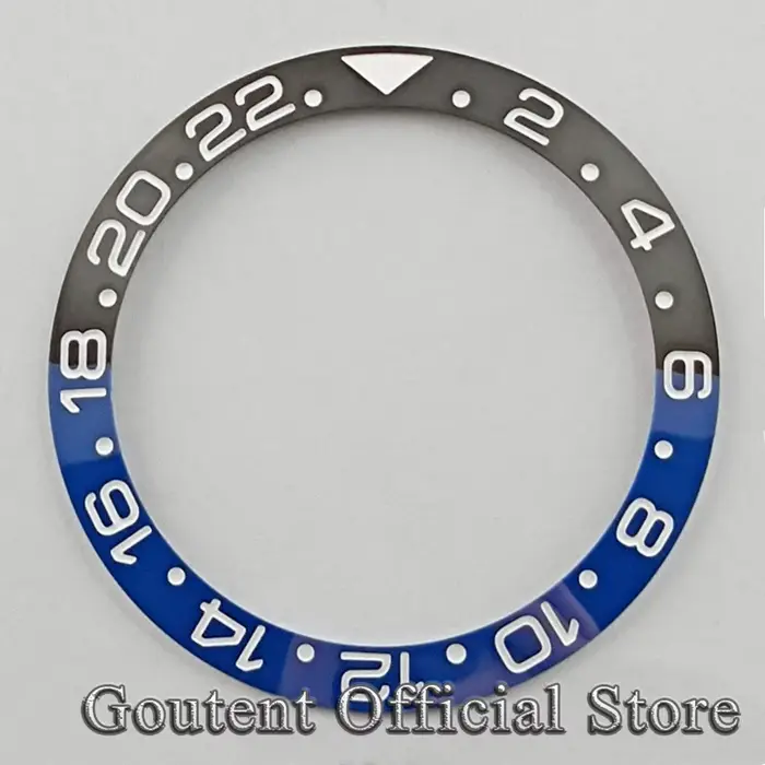 Goutent 38mm GMT Super lumineux rouge bleu noir vert céramique/aluminium montre lunette lumineuse insérer anneau GMT