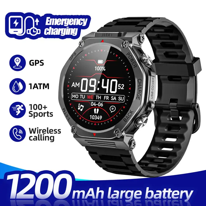 Montre connectée GPS pour Android/IOS, Assistant vocal, grande batterie 1200mAh, appel sans fil, lam
