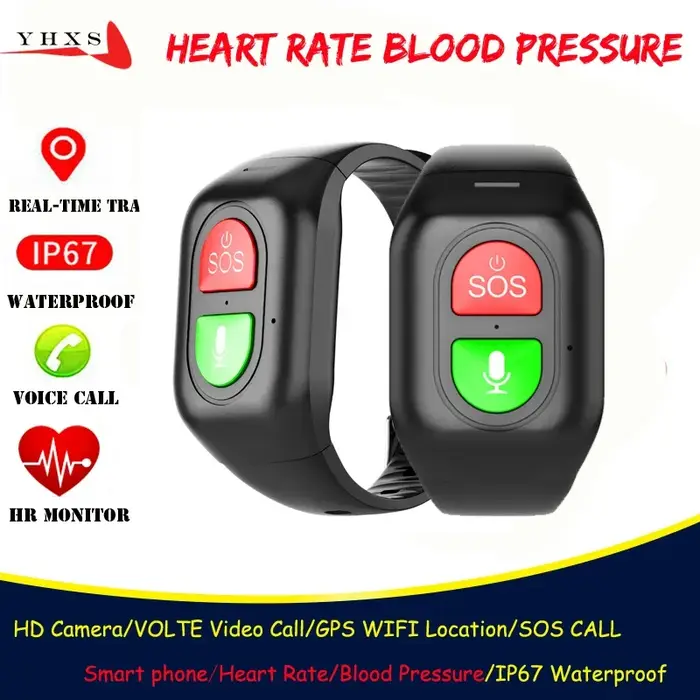 Montre intelligente 4G Parents âgés moniteur de fréquence cardiaque tensiomètre GPS Wi-fi Trace localiser appel SOS téléphone Android Sport Smartwatch