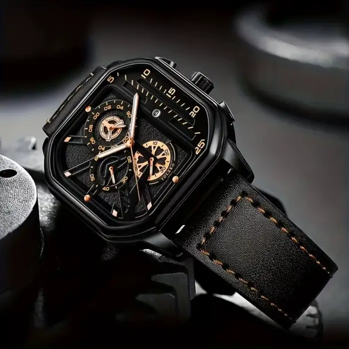 Montre de luxe pour homme avec grand cadran carré