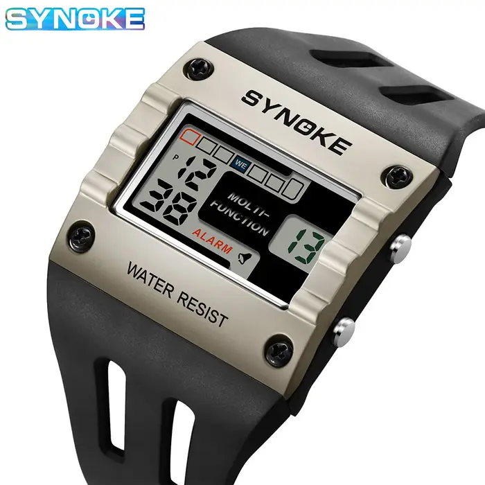 SYNOKE montre numérique montre en plein air nouvelle couleur tendance hommes sport montre électronique étanche nuit lueur grand écran carré étudiant