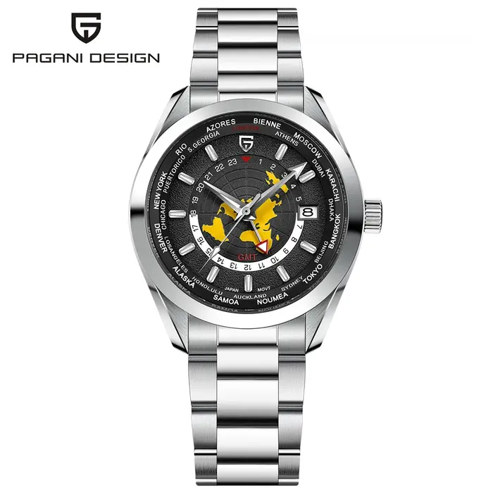2026 PAGANI DESIGN heure mondiale GMT Zone carte montres pour hommes montre automatique