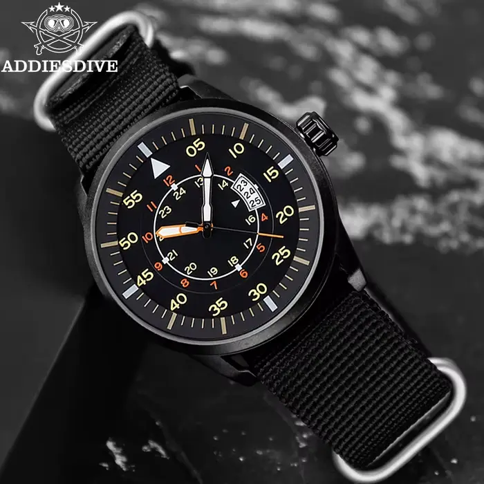 ADDIESDIVE nouvelle montre à Quartz JD1508 pour hommes sport Hardlex cadran fenêtre 50M étanche montres bracelet en Nylon Relogio Masculino