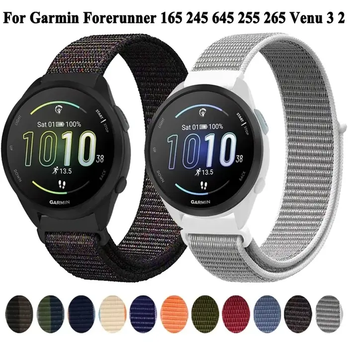 Bracelet de montre en Nylon pour Garmin Forerunner 165 245 255 255s 265