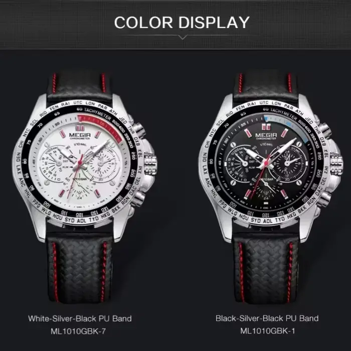 MEGIR 1010 montre à Quartz pour hommes populaire Original de luxe marque de mode bracelet en cuir horloge de sport