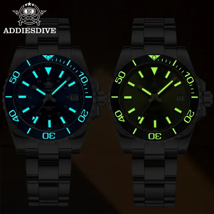 ADDIESDIVE montres mécaniques automatiques 8215 mouvement AD2504 20Bar étanche BGW9 montre en verre saphir Super lumineux pour hommes