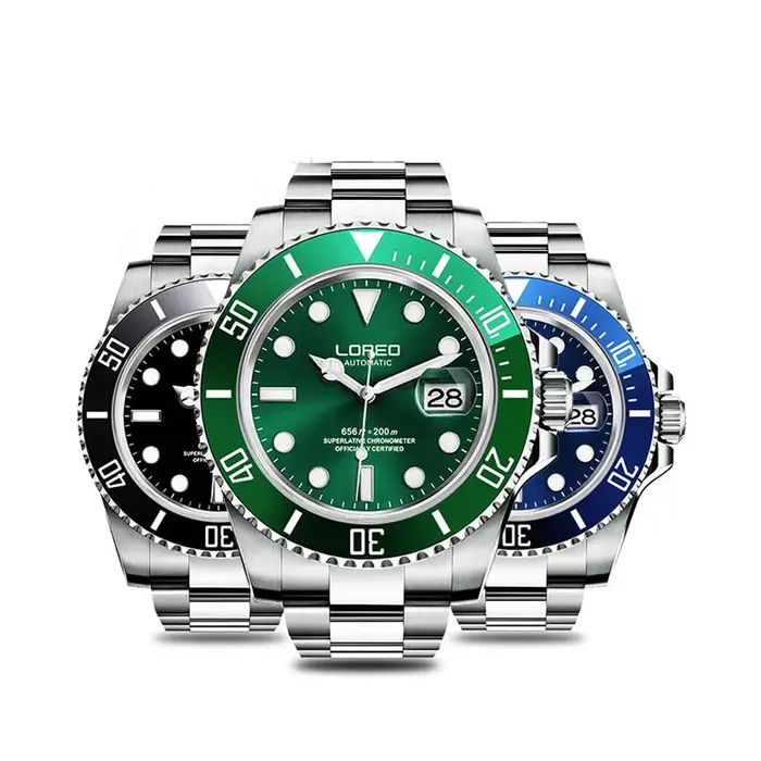 LOREO Style classique plongée 200m montre de Sport automatique hommes saphir miroir mouette mouvement Date lumineux montres mécaniques