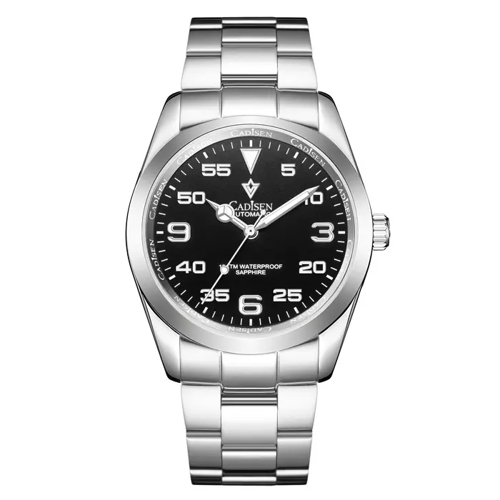 CADISEN Montre pour Hommes Top Marque De Luxe Cadran Noir Montres Automatiques Lumineux Étanche Mécanique